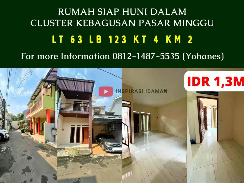 Rumah Siap Huni dalam Cluster Kebagusan Pasar Minggu
