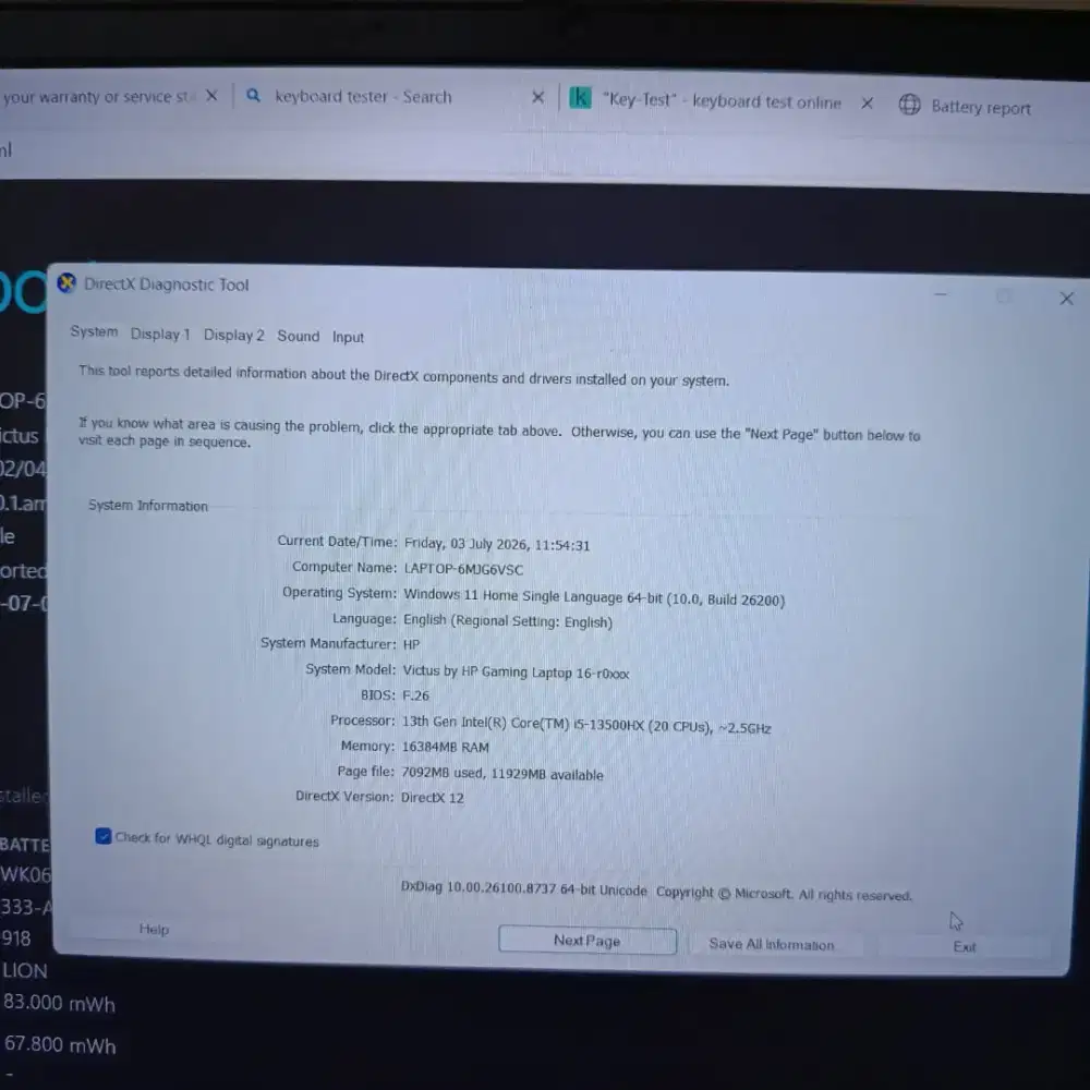 Victus 16 RTX 4050 Vram 6gb