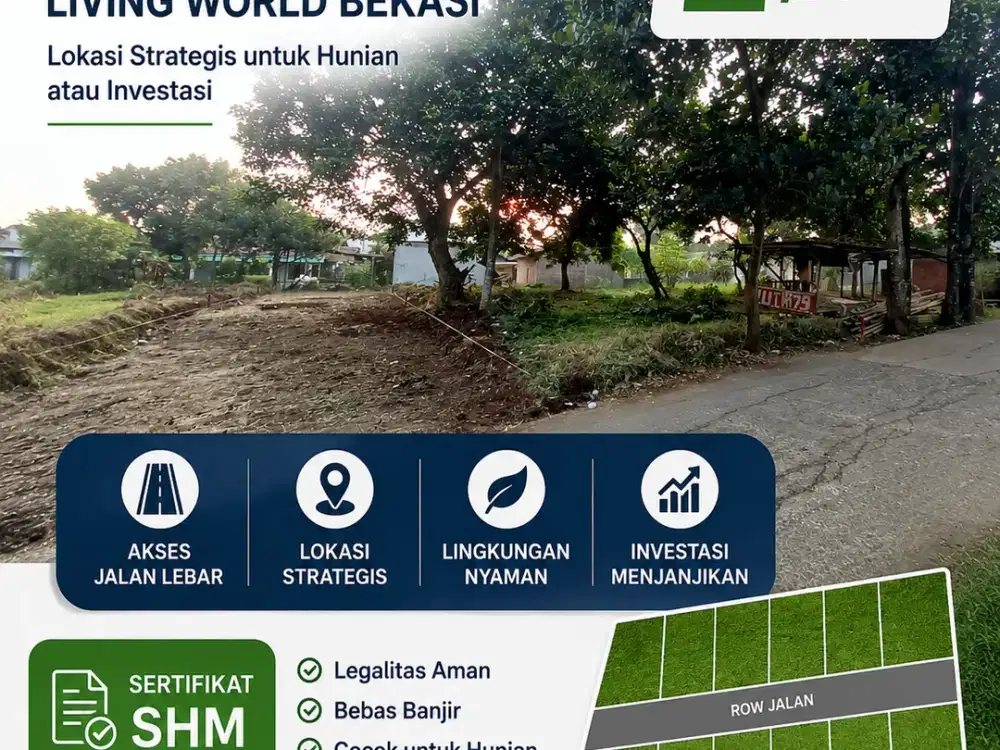 Promo Cicilan 12x Flat Djual Murah Tanah Kavling 5 Menit Living World Bekasi, SHM