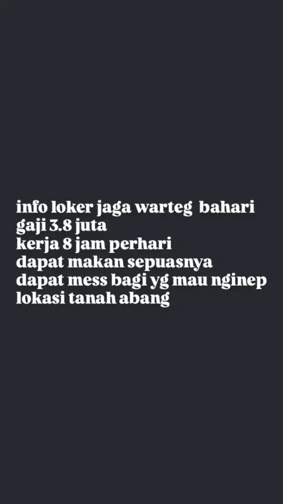 loker jaga warteg