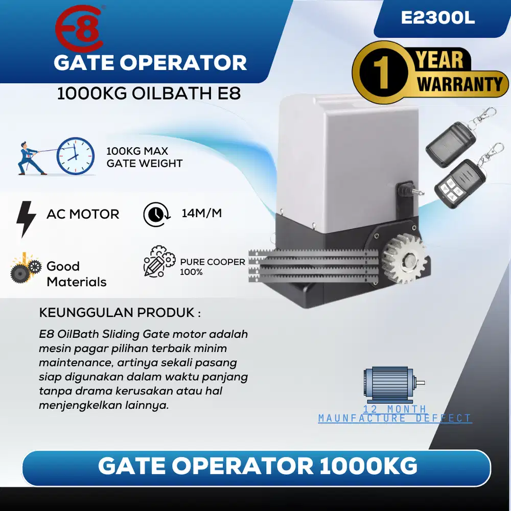 E8 SLIDING GATE OTOMATIS AC 1000KG OILBATH