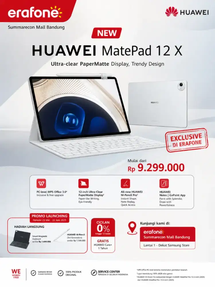 NEW HUAWEI MatePad 12 X kini hadir di Erafone Summarecon Mall Bandung!