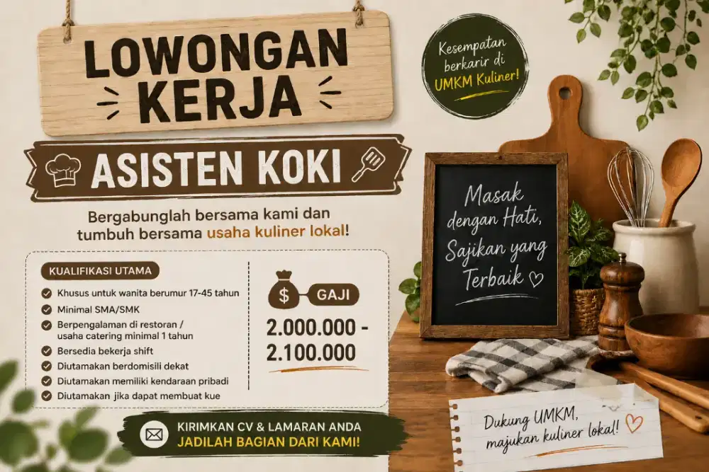 Lowongan Pekerjaan - Asisten Koki - Full Time - Babakan Madang