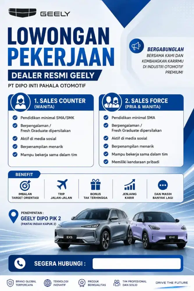 Lowongan Sales Counter dan Executive