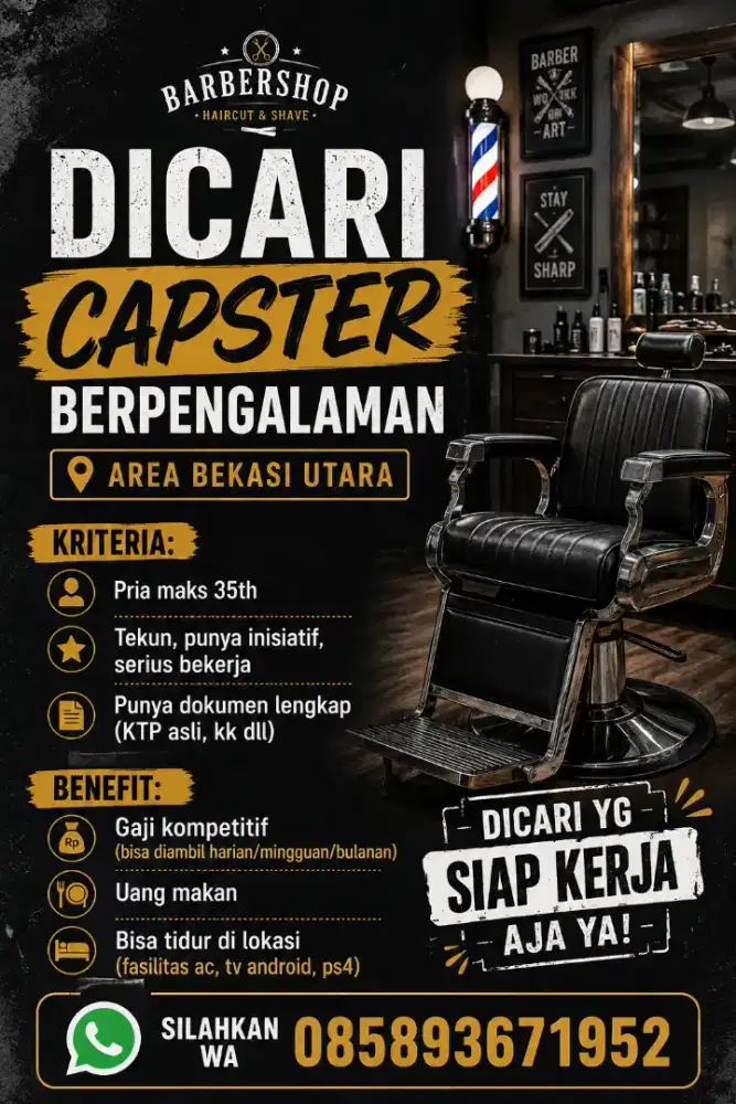 DICARI TUKANG CUKUR SEMI BARBERSHOP