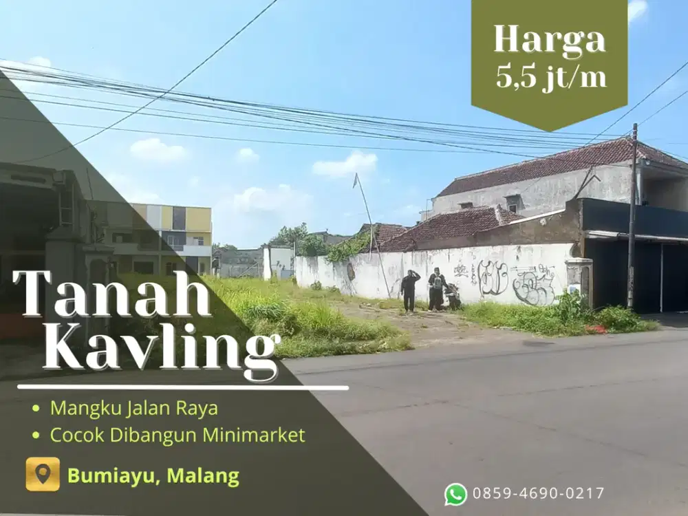 SHM Split Tanah Malang 2 Menit GOR Ken Arok Malang Cocok Dibangun Minimarket