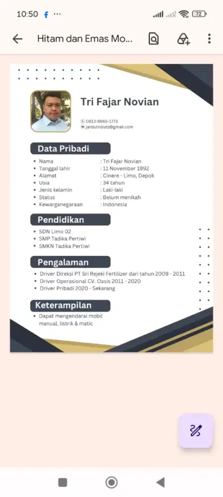 Cari kerjaan supir freelane keluar kota siap