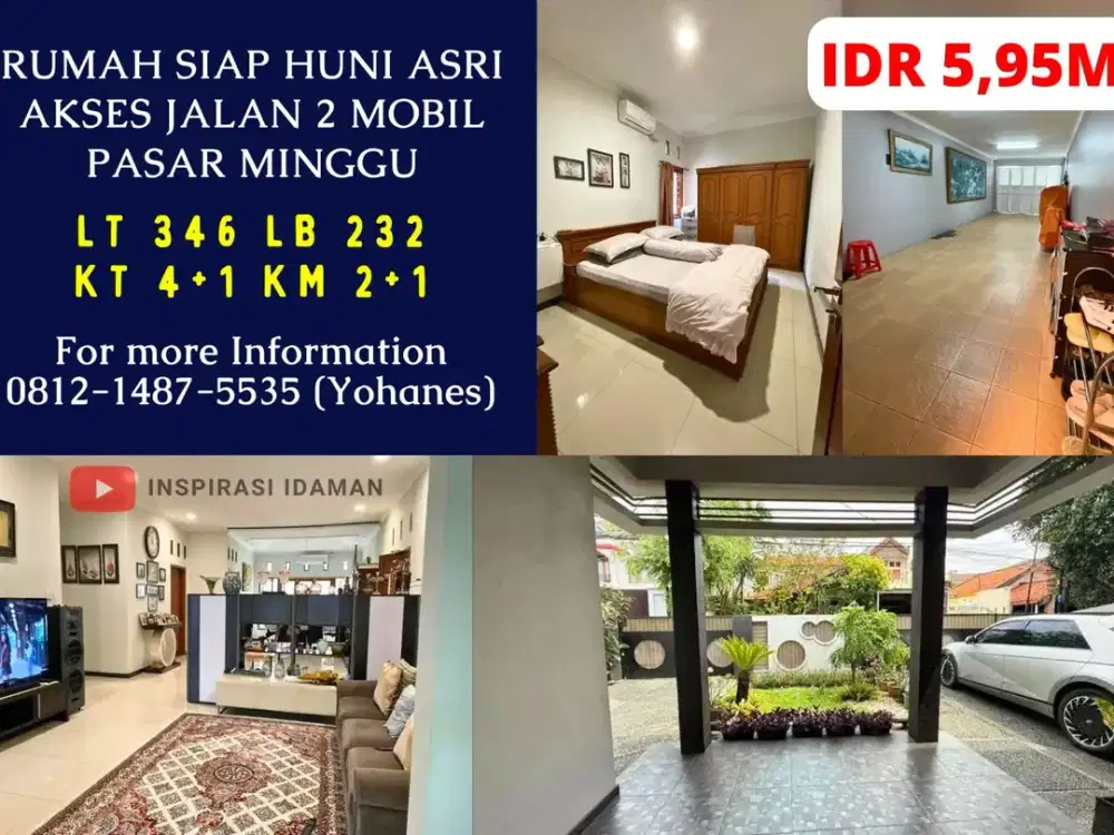 Rumah Siap Huni Asri Akses Jalan 2 Mobil Pasar Minggu