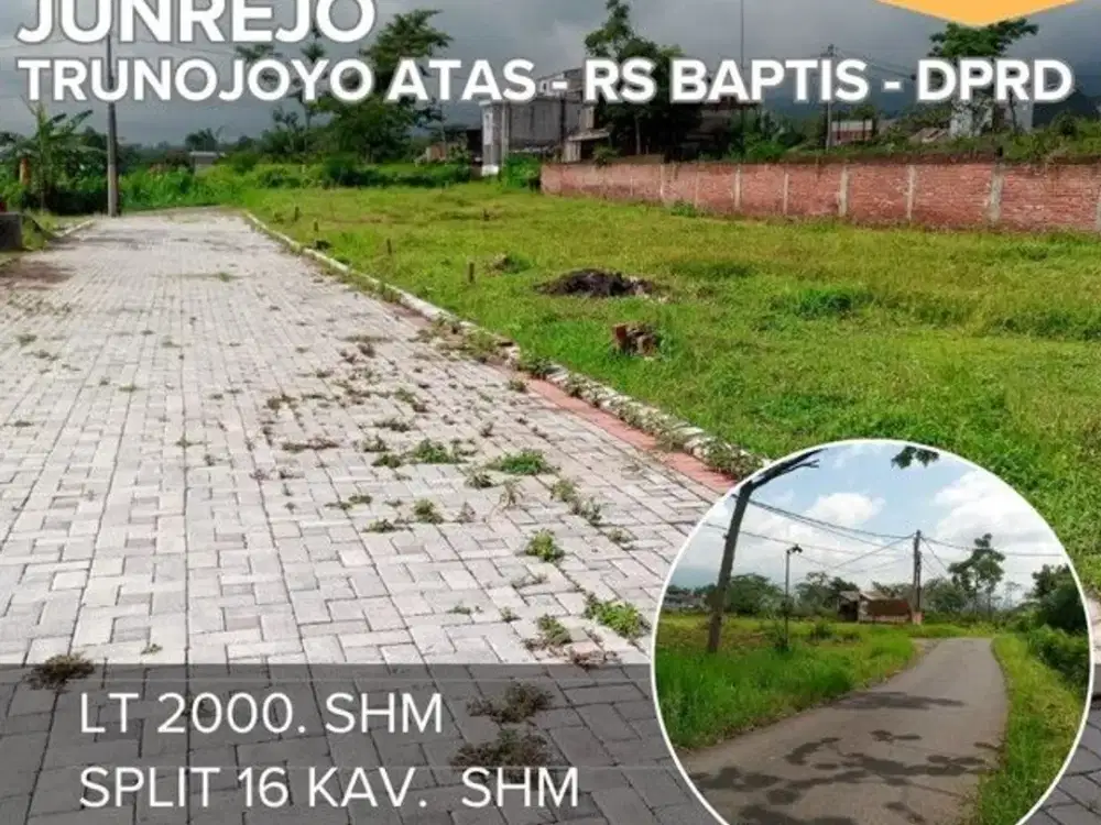 Tanah dijual di junrejo batu Lt2000 dekat BNS DPRD Polres RS Baptis
