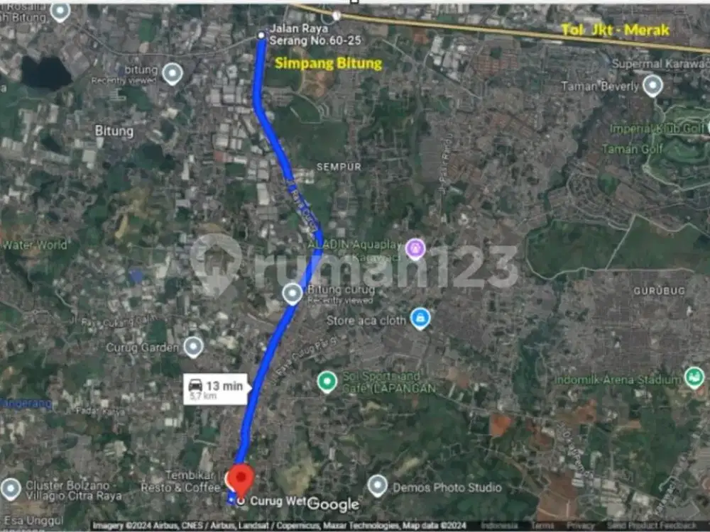 Dijual Tanah Siap Pakai, Curug Wetan , Seluas 400M2. Hanya 120 Mtr Dari Jln Raya Stpi Curug