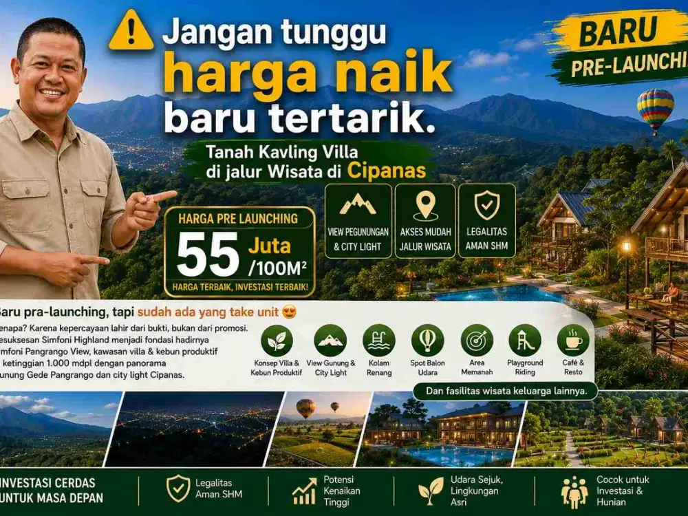JUAL TANAH KAVLING SHM MURAH CIPANAS BOGOR VIEW GUNUNG GEDE PANGRANGO