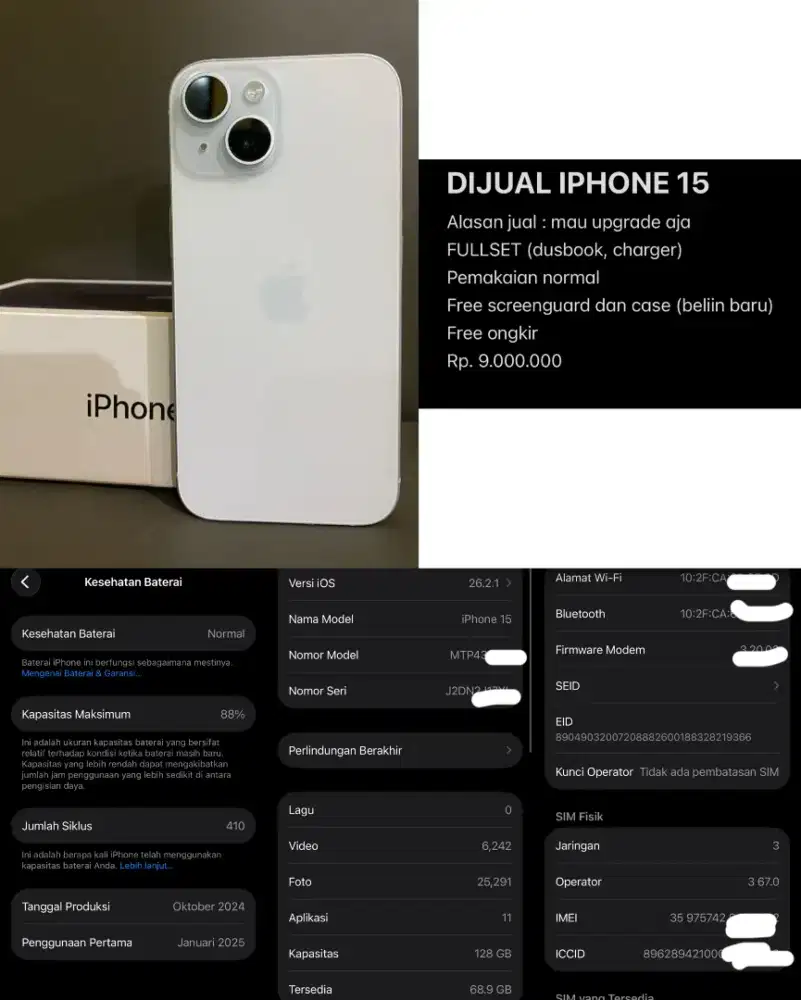 IPHONE 15 WHITE 128 GB