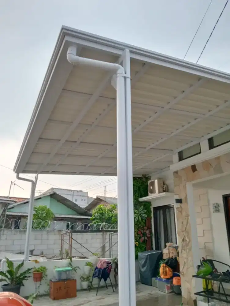 kanopi alderon double layer kombinasi talang air list profil