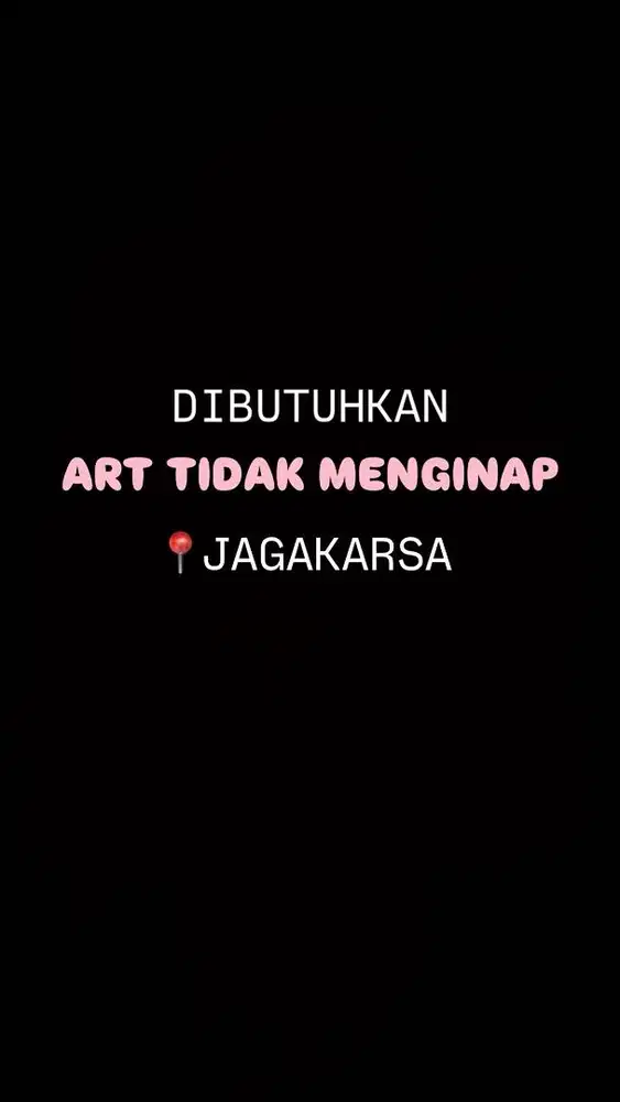 Dibutuhkan art tidak menginap