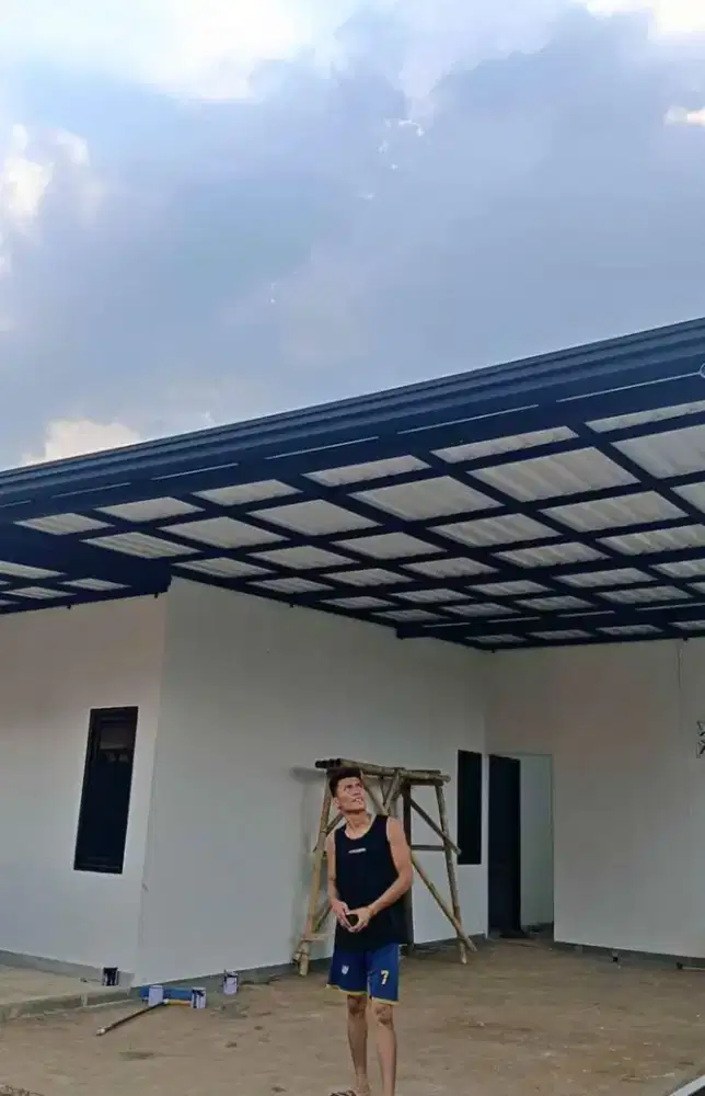 kanopi alderon single layer kombinasi talang air list profil