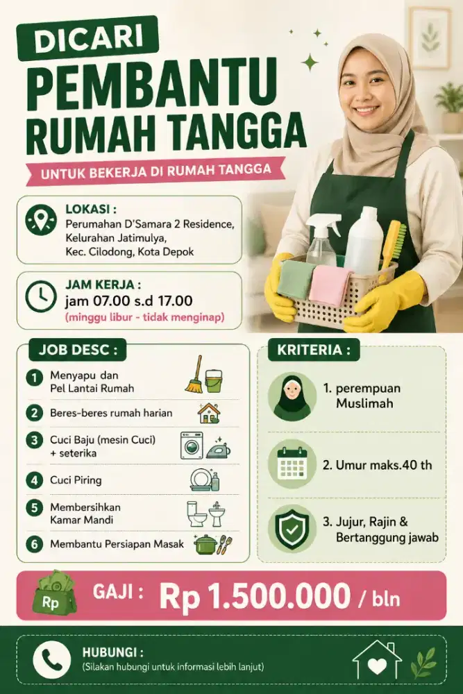 Dicari ART (tidak menginap)