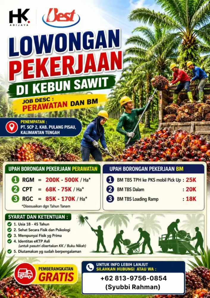 LOWONGAN KERJA KARYAWAN PT SAWIT KALIMANTAN