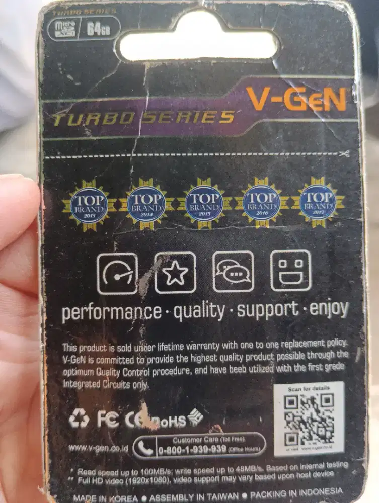 micro SD V gen 64 GB Class 10 speed 100mbps