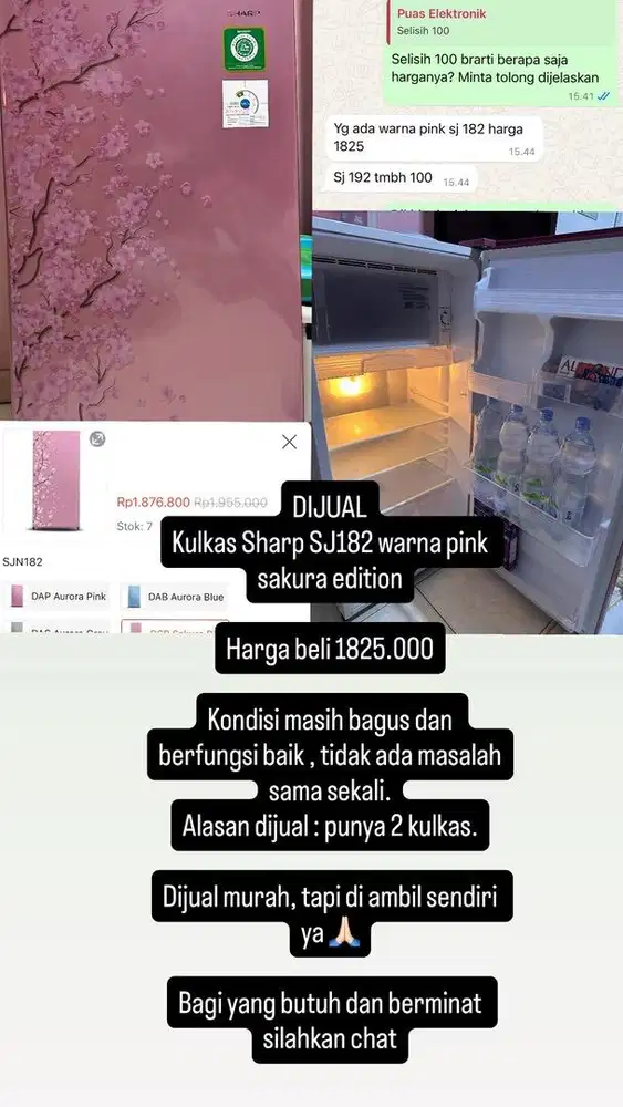 Kulkas Sharp 1 pintu like new