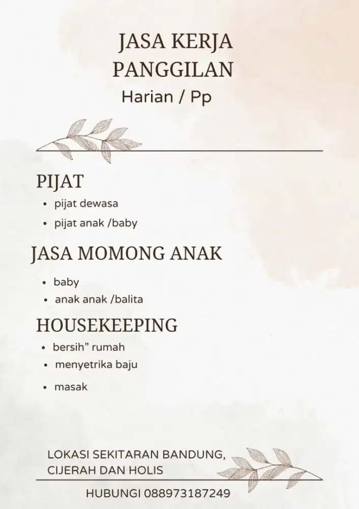 Mencari kerja art dan momong anak /PP
