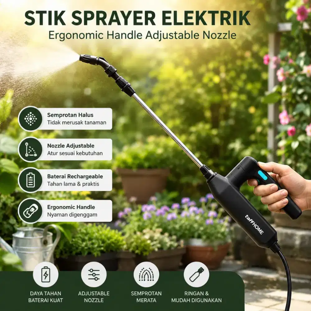 TaffHOME Stik Sprayer Elektrik Ergonomic Handle Adjustable Nozzle