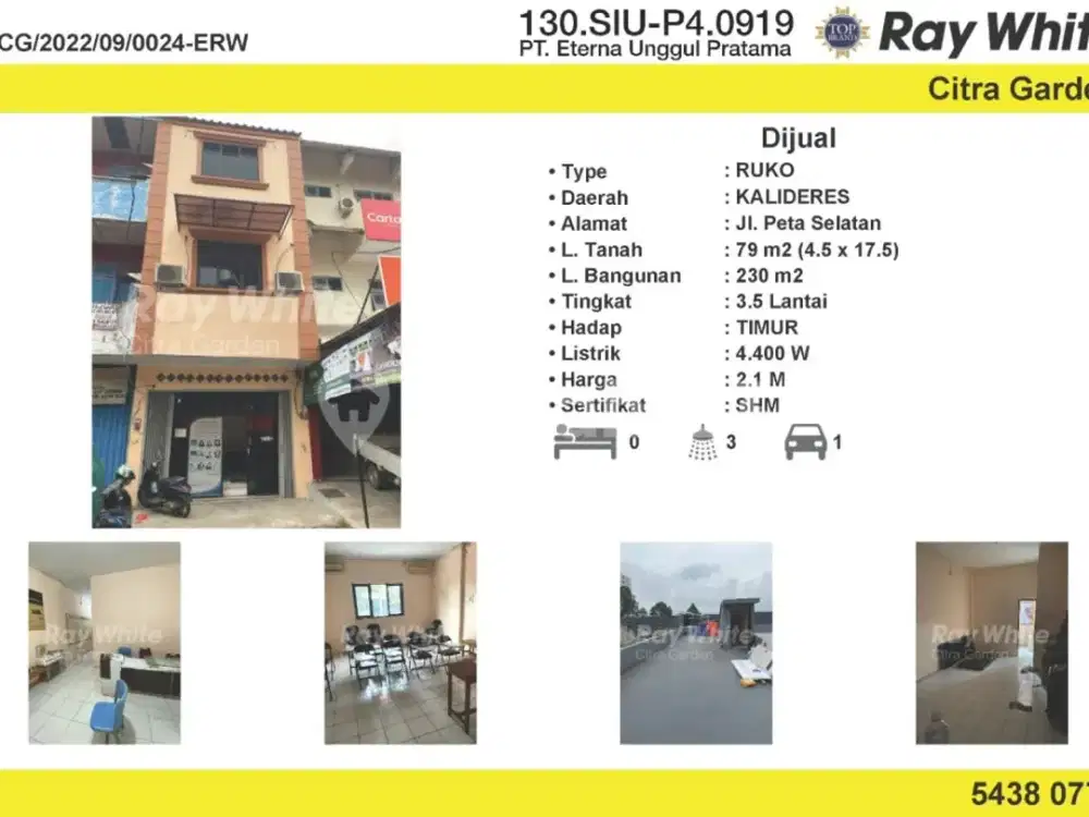 Dijual Ruko Bagus 230 m2 SHM Kalideres, Jakarta Barat 0024-ERW