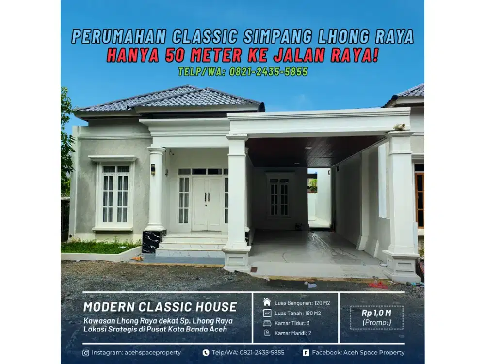 Dijual Rumah Classic di Lhong Raya Kota Banda Aceh - Dekat Simpang Lampu Merah Lhong Raya!