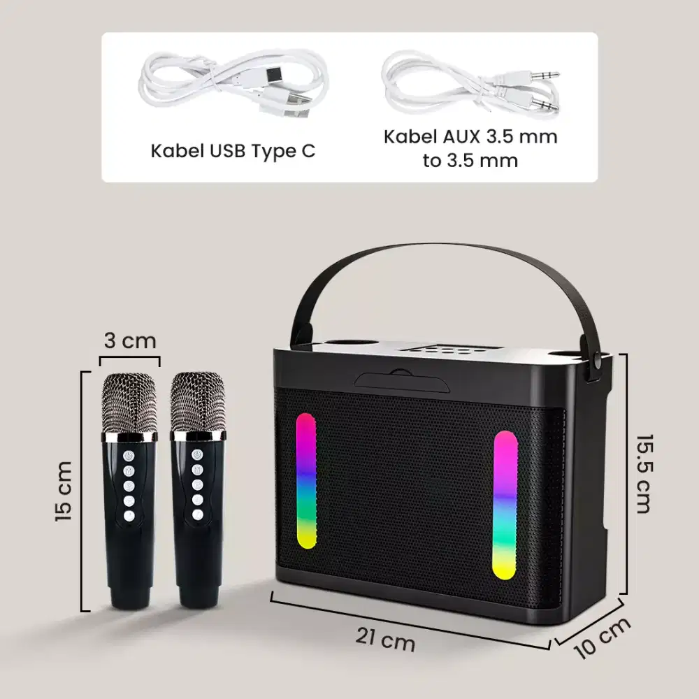 Speaker Bluetooth KaraokePortableRGBwith 2Microphone 10W