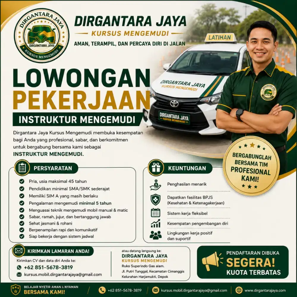 Lowongan pekerjaan Instruktur Mengemudi