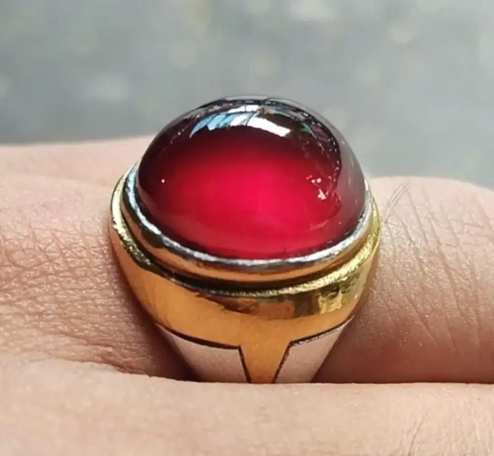 Batu cincin natural Red Garnet mumbul mulus, bukan bacan kalimaya