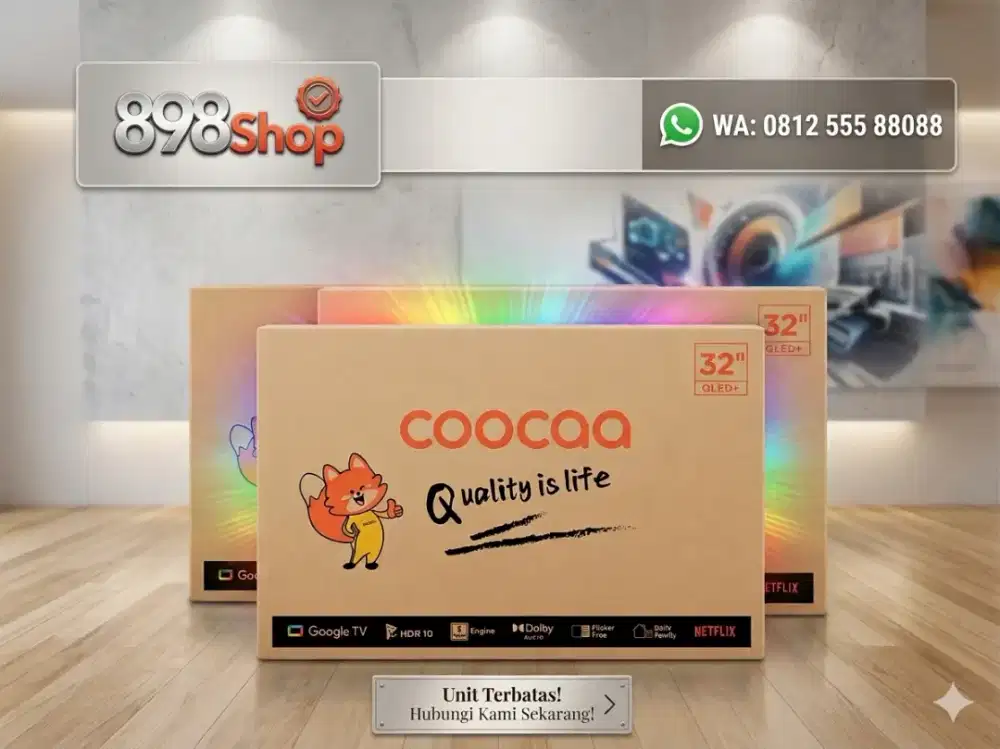 Coocaa TV 32 QLED Google TV Android Digital TV FullHD Dolby Resmi 3th