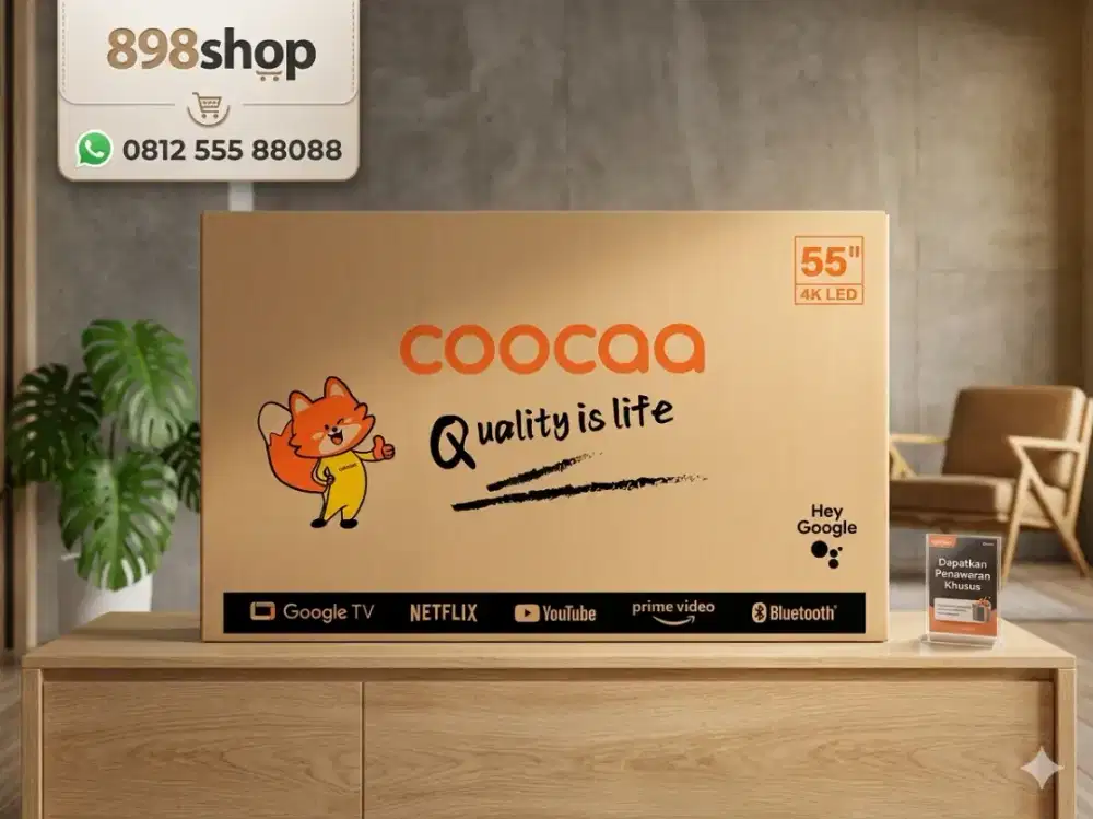 Coocaa LED TV 55 Google TV Android 4K UHD Digital TV Dolby Resmi 3th
