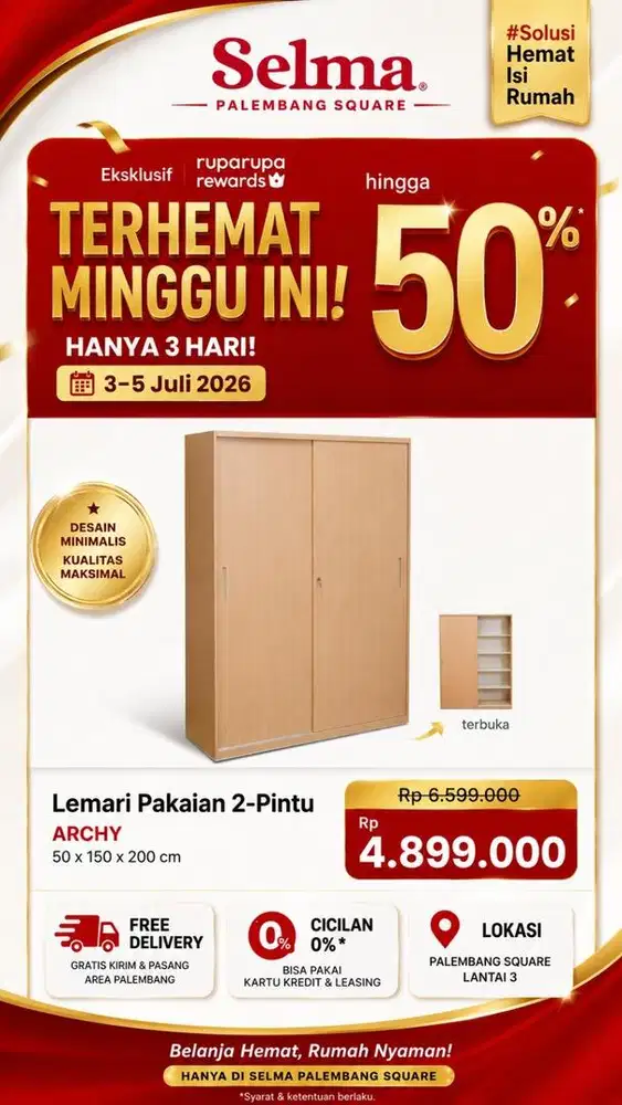 Promo Cicilan By Homecredit Lemari Pakaian 2 Pintu Archy