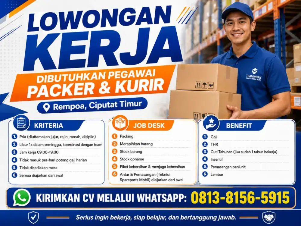 Lowongan Kerja Dibutuhkan Karyawan Packer & Kurir E-commerce