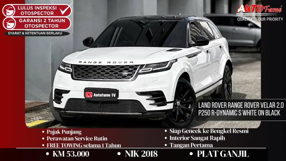 Land Rover Range Rover Velar 2.0 P250 R-Dynamic S NIK 2018 White On Bl