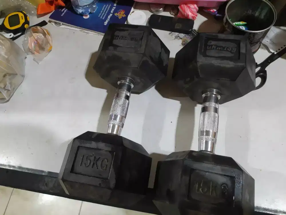Sepasang Dumbell BERWYN 15 kg bkn barbelcardio hyrox fitness gym