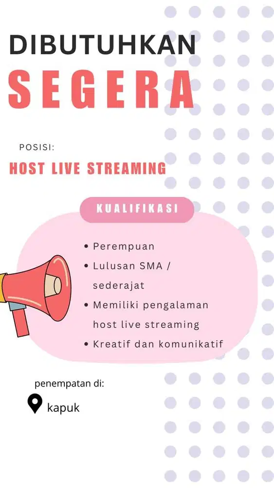 DI BUTUHKAN SEGERA HOST LIVE STREAMING
