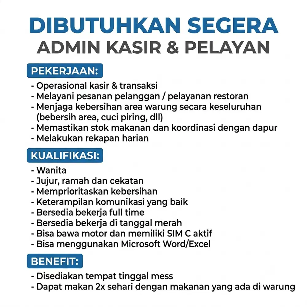 Admin Kasir & Pelayan - Warung Makan