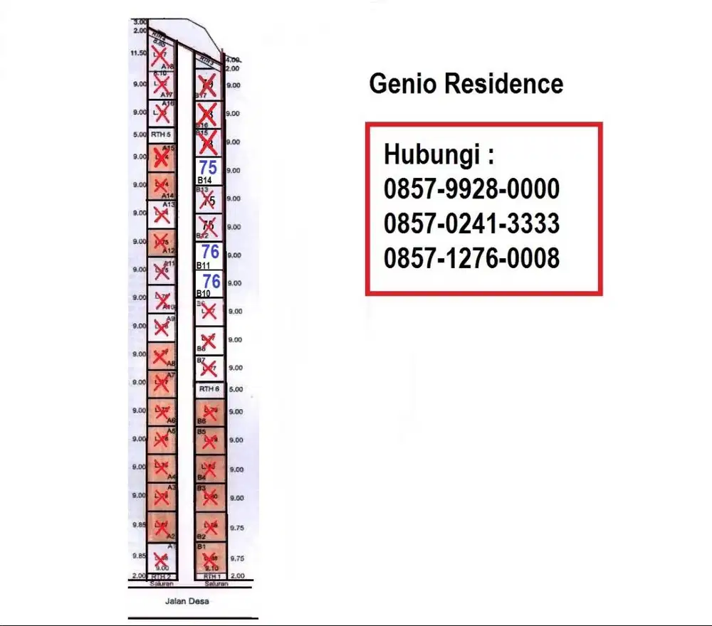 Jual Kavling Tanah di Perumahan Cluster. Padat Penduduk