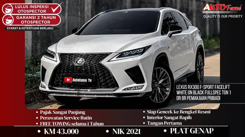 Lexus RX300 F-Sport FACELIFT NIK 2021 White On Black Fullspec