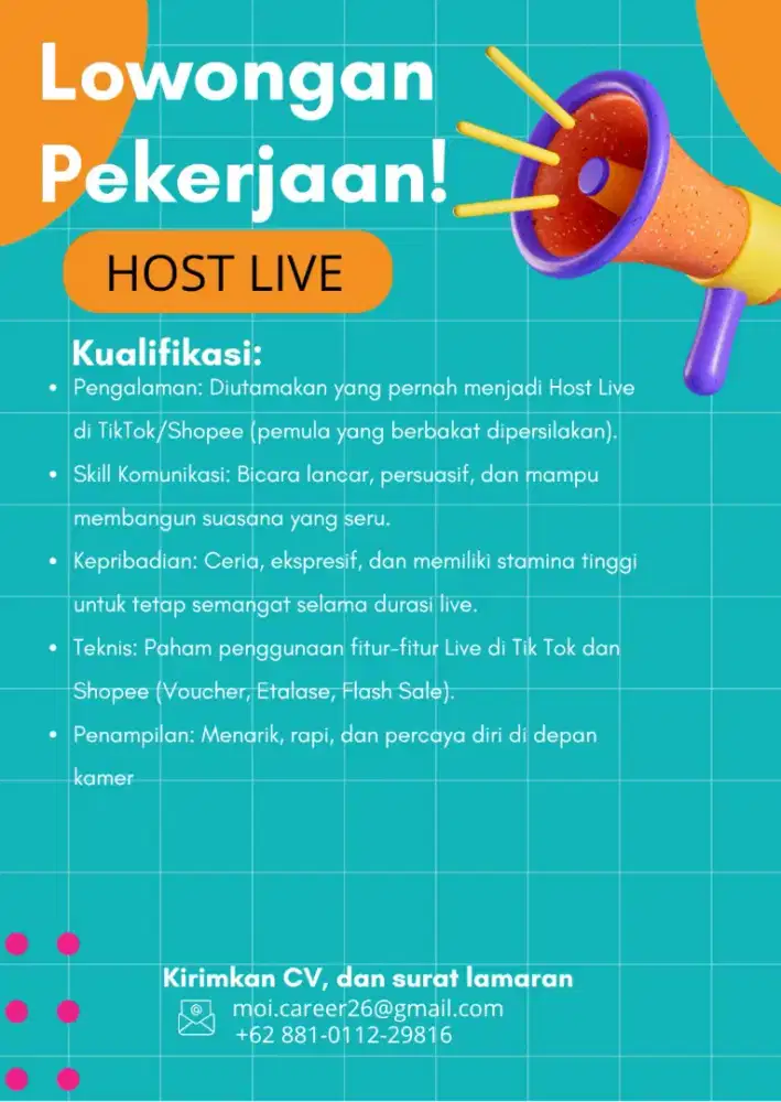 Lowongan kerja Host live