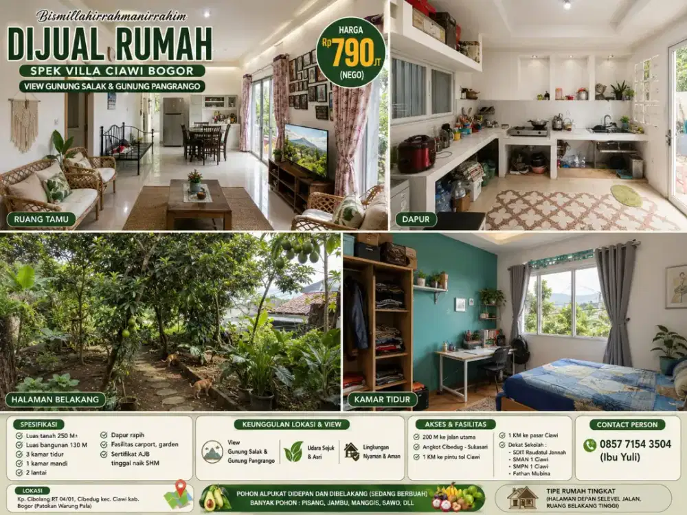 Turun harga BU Rumah Ciawi dgn View Gn Salak & Pangrango