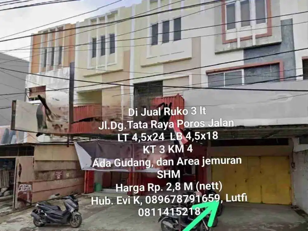 Di Jual Ruko 3 lt, Jl. dg.Tata Raya, Poros jln
