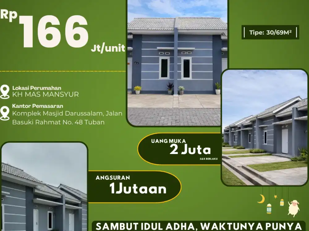 RUMAH MURAH TUBAN KOTA SURYA MADANI DUA LINGKUNGAN AMAN TERTATA