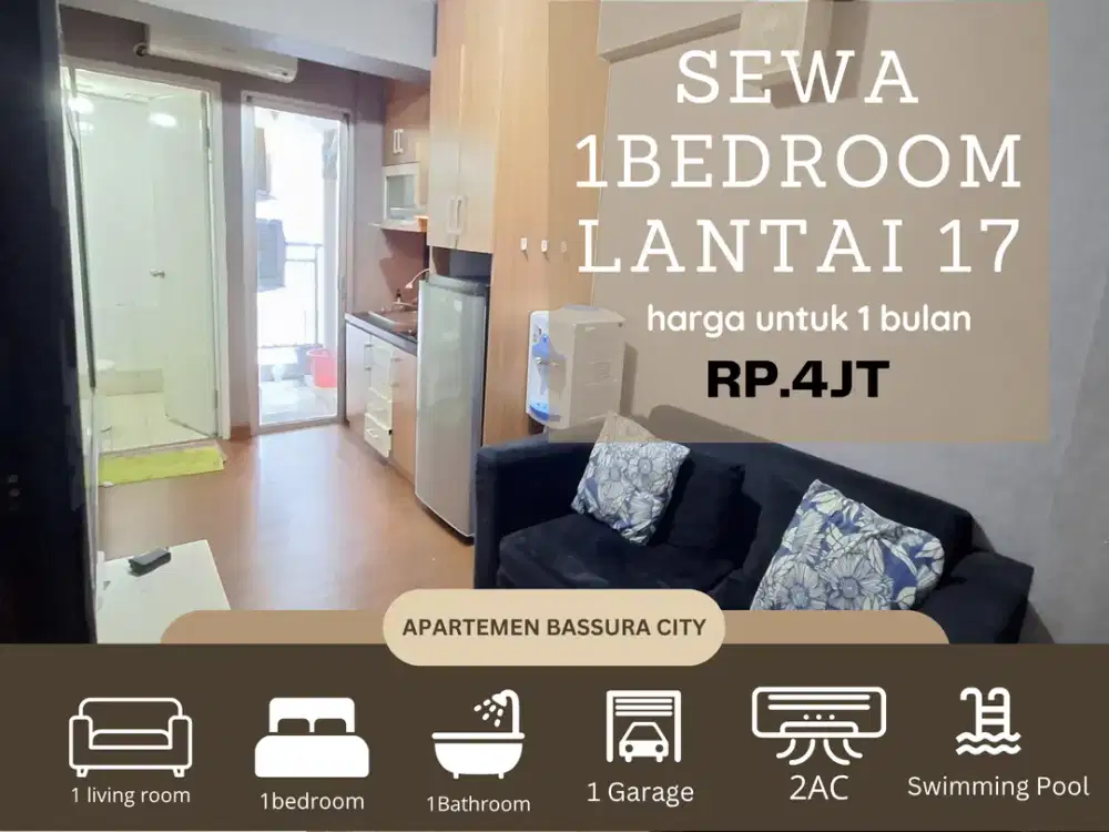 sewa 1kamar full furnished apartemen bassura city
