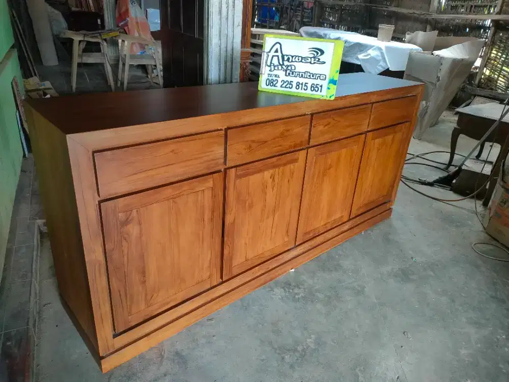 Bufet minimalis tv full kayu jati
