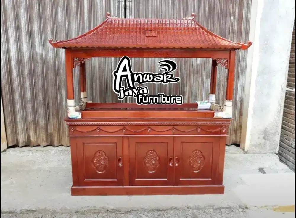 Meja aquarium full kayu jati