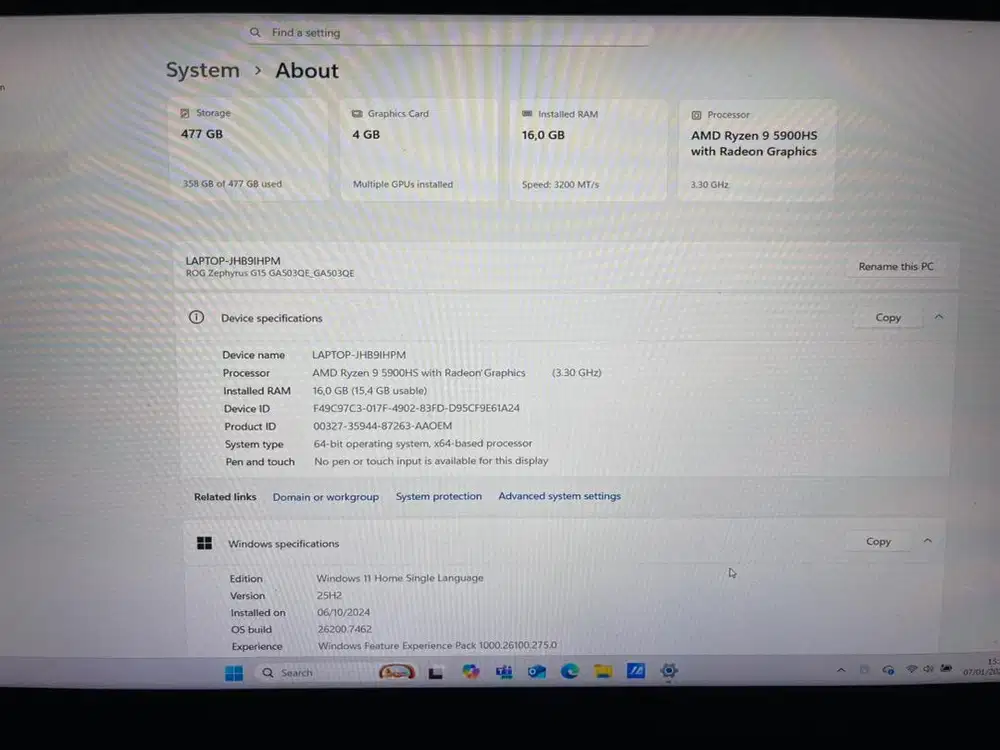 ASUS ROG Zephyrus G15 GA503QE