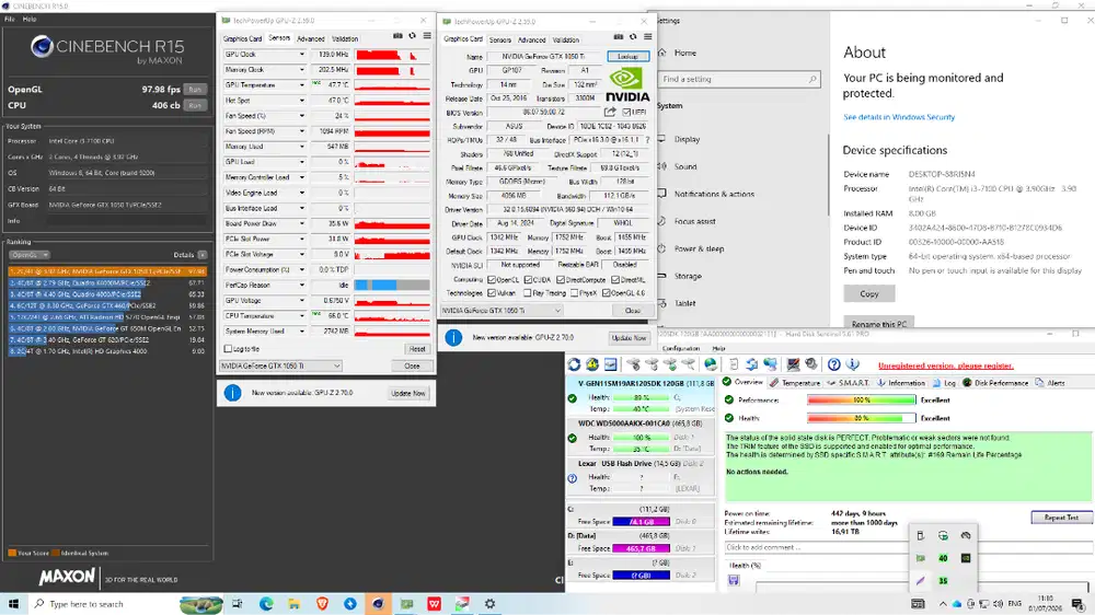1 set PC core i5 + VGA GTX 1050ti + ram 8gb ddr4 + Layar AOC