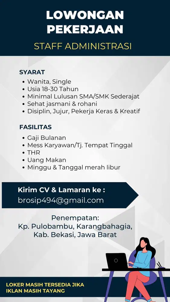 DIBUTUHKAN STAFF ADMINISTRASI